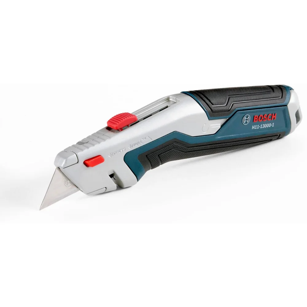 Cúter profesional retráctil Bosch con almacenamiento de hojas integrado y diseño ergonómico para trabajos exigentes