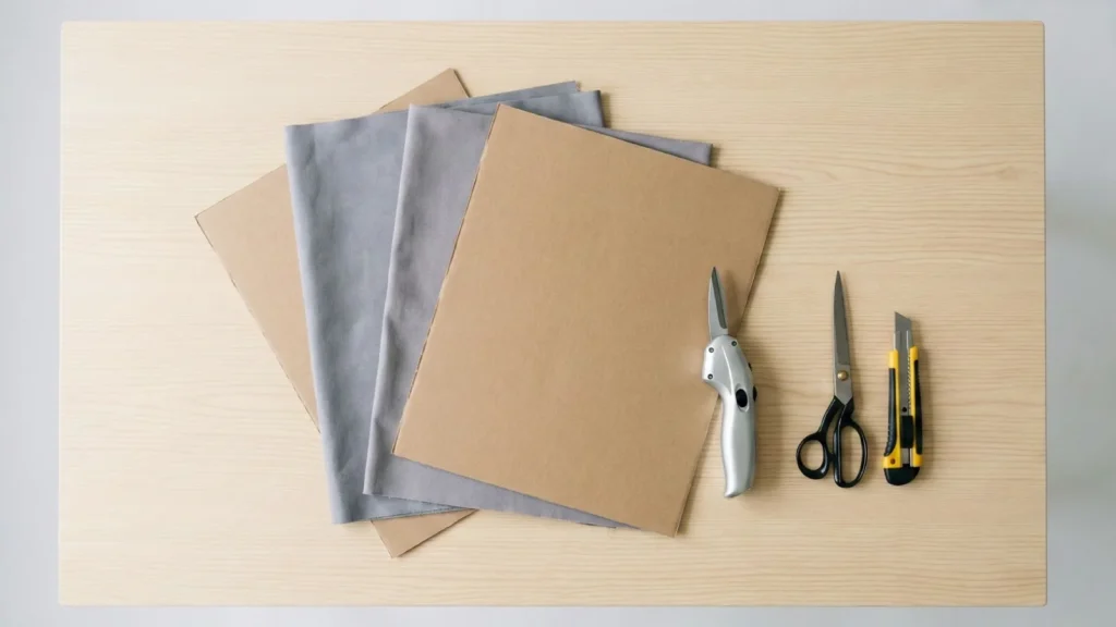 Mesa de trabajo con herramientas de corte listas para elegir según el material